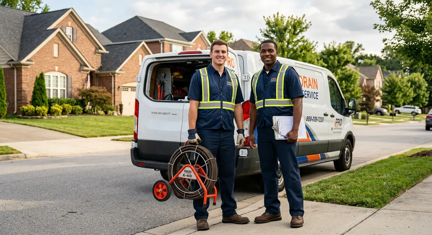 Sewer and drain service team with equipment ready for work in Bellingham